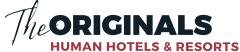 Logo de l'entreprise The Originals Human Hotels & Resorts avec un texte stylisé en noir et rouge